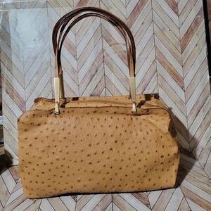 Vtg Francesco Biasia  Ostrich-effect Leather Satchel HTF